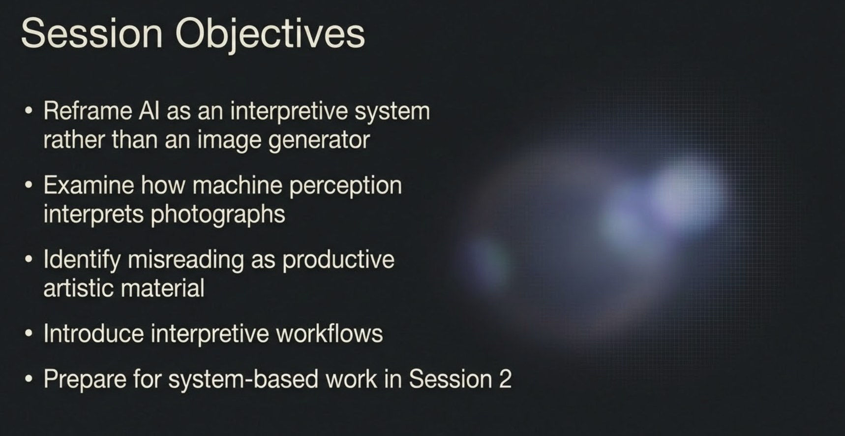 Plate 02 / Session 1, objectives