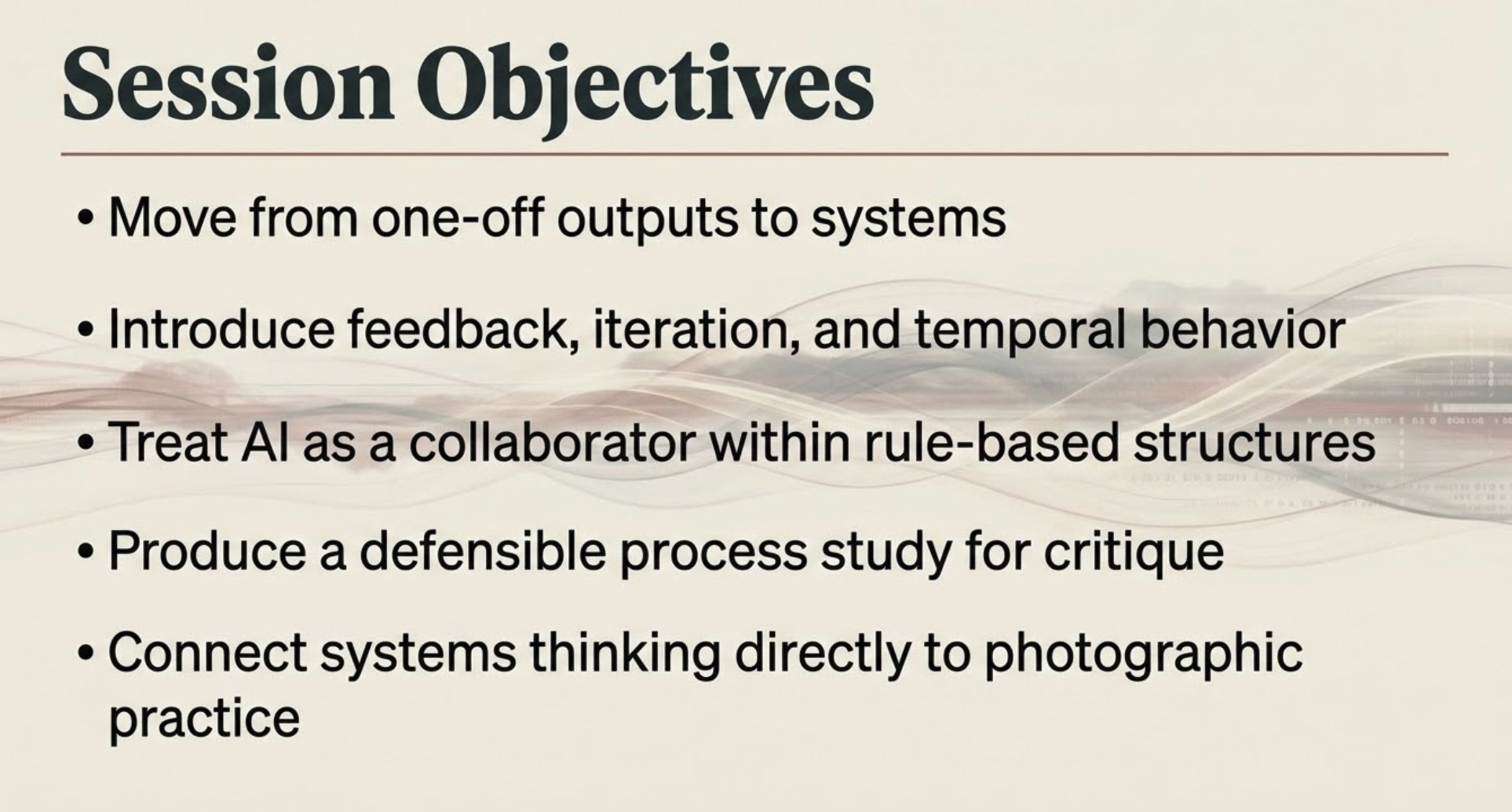 Plate 06 / Session 2, objectives